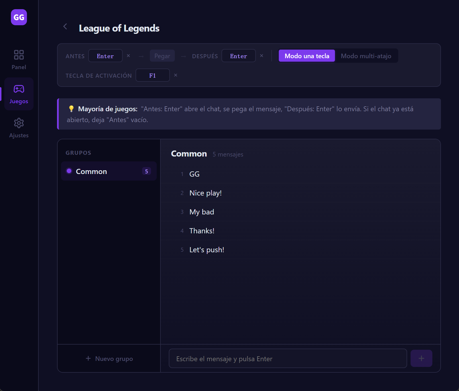 Detalle de juego en ggsay